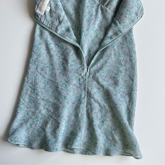 Divine Heritage Floral Printed Mini Teal Slip Dress - Picture 8 of 11